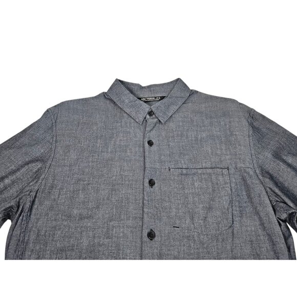 Arc'teryx Astute Long Sleeve Button Up Shirt Chambray Gray Men's Medium READ - Picture 2 of 11